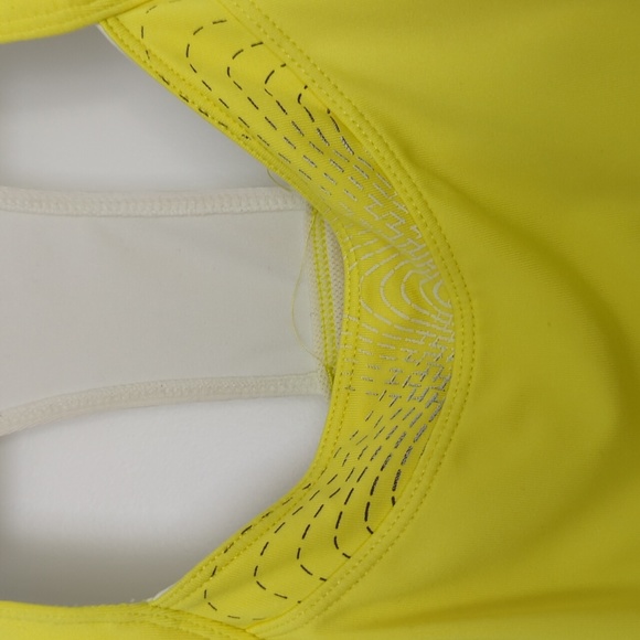 Yellow white athletic top with built in sport bra - Picture 2 of 8